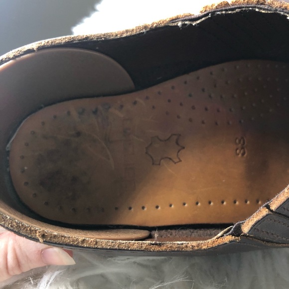 Sanita brown oiled leather slip on nursing professional walking comfort clogs - Picture 2 of 9